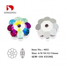 DZ 4032 crystal  flower shape with hole sew on stone 
